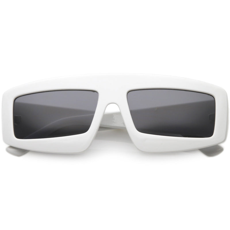 zeroUV Futuristic Retro Rectangle Block Flat Lens Sunglasses C752 Sunglasses Light Gray White Smoke