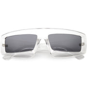 zeroUV Futuristic Retro Rectangle Block Flat Lens Sunglasses C752 Sunglasses White Smoke Clear Smoke