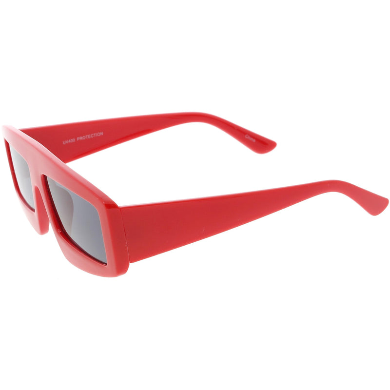zeroUV Futuristic Retro Rectangle Block Flat Lens Sunglasses C752 Sunglasses White Smoke Black Smoke,White Smoke,Clear Smoke,Red Smoke