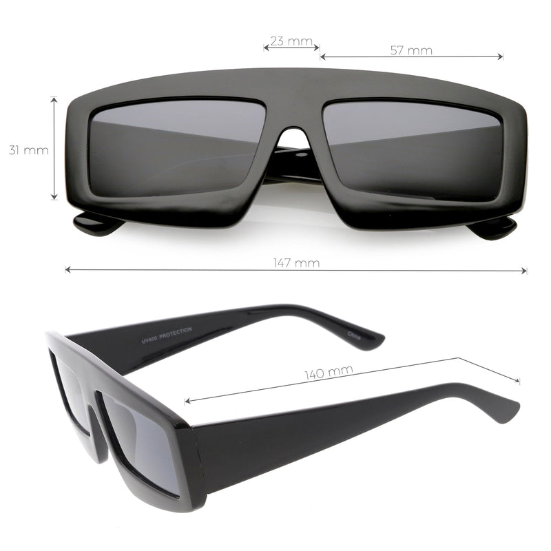 zeroUV Futuristic Retro Rectangle Block Flat Lens Sunglasses C752 Sunglasses White Smoke Black Smoke,White Smoke,Clear Smoke,Red Smoke
