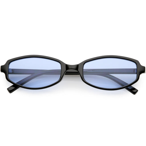 zeroUV Retro Small Rectangle Color Toned Lens Sunglasses C751 Sunglasses White Smoke Black Blue