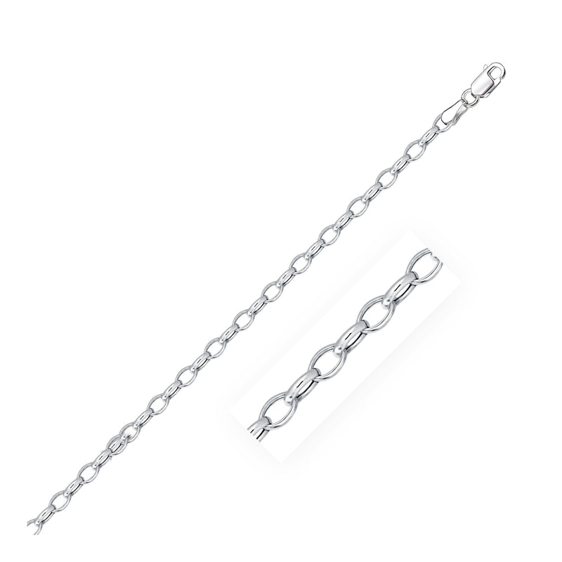 Bids.com 3.2mm 14k White Gold Oval Rolo Chain Necklaces White Smoke 18 / White Gold,One / White Gold