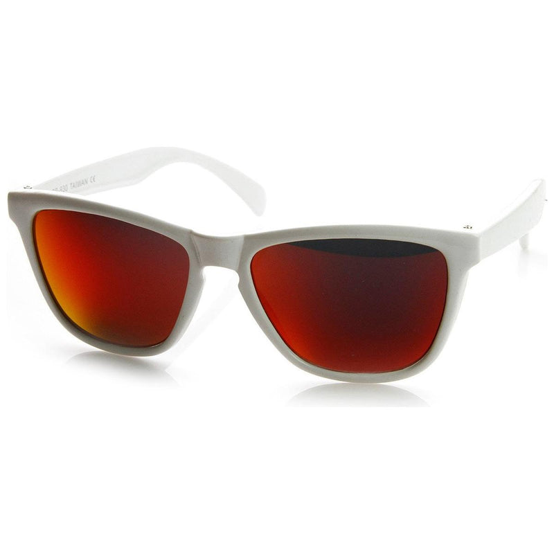zeroUV Rad Action Sports Mirrored Lens Horned Rim Sunglasses 8647 Sunglasses White Smoke White Fire
