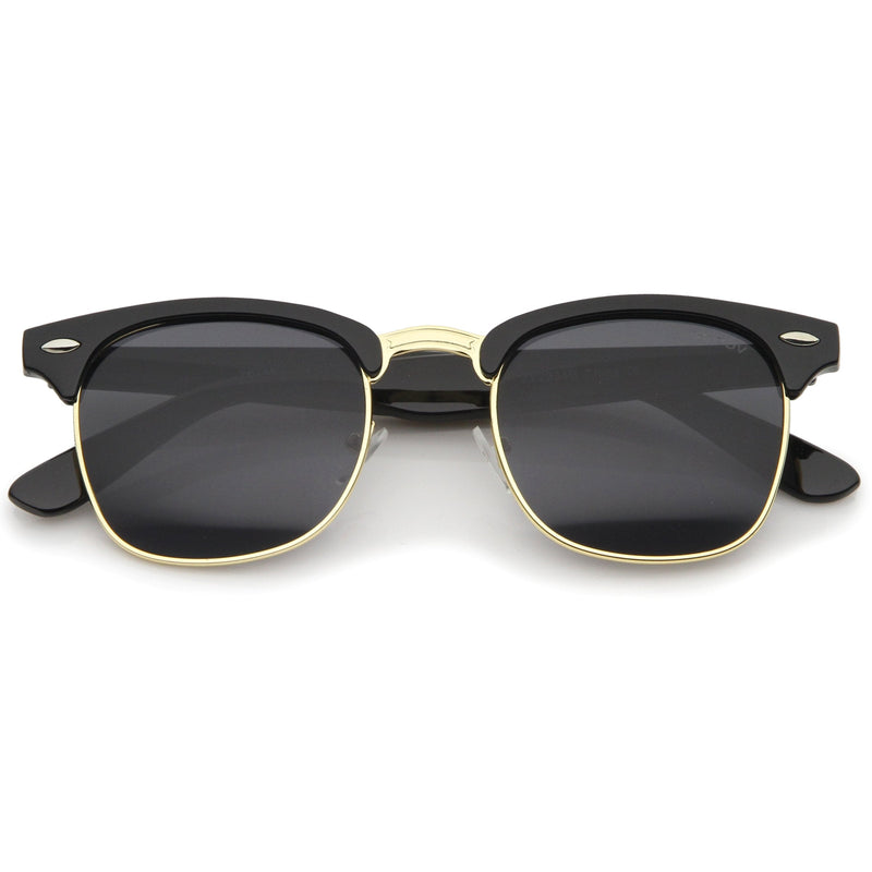zeroUV Indie Half Frame Horned Rim Vintage Inspired Sunglasses 2934 Sunglasses White Smoke Black Gold Smoke