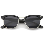 zeroUV Indie Half Frame Horned Rim Vintage Inspired Sunglasses 2934 Sunglasses Dark Slate Gray Black Silver Smoke