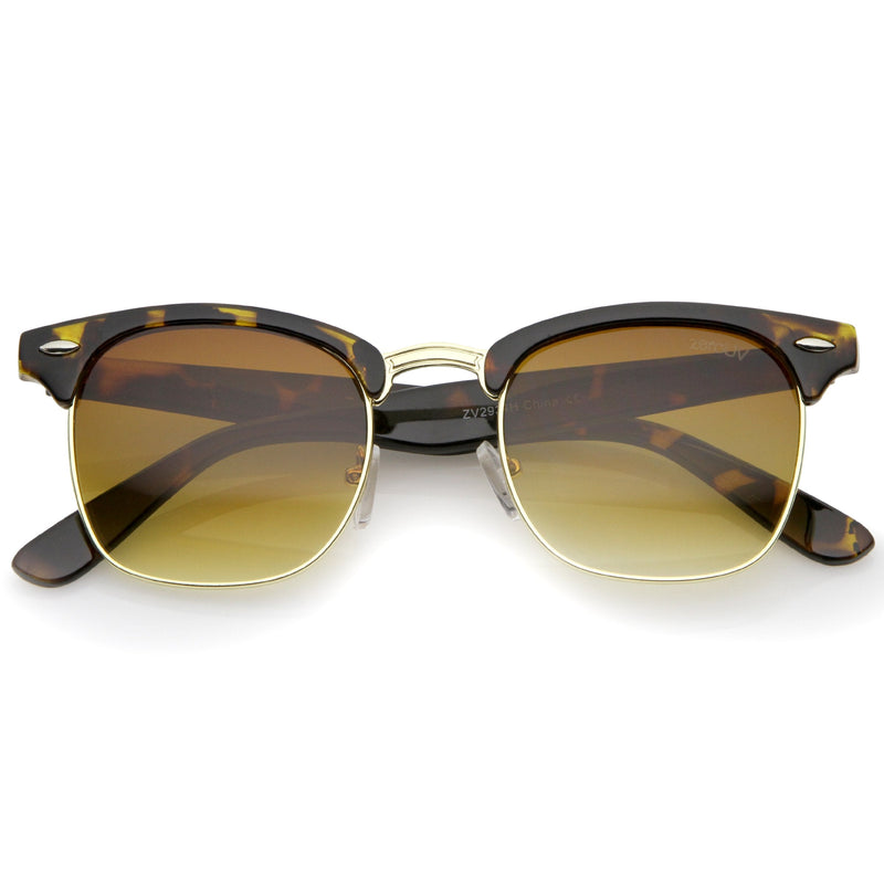 zeroUV Indie Half Frame Horned Rim Vintage Inspired Sunglasses 2934 Sunglasses White Smoke Tortoise Gold Amber