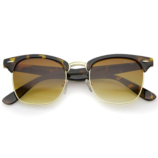 zeroUV Indie Half Frame Horned Rim Vintage Inspired Sunglasses 2934 Sunglasses White Smoke Tortoise Gold Amber