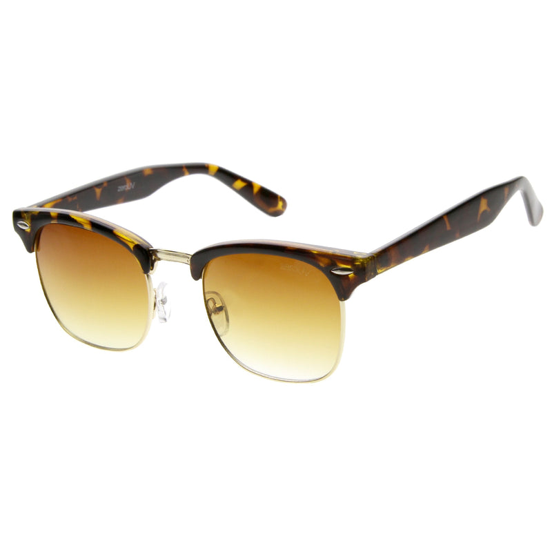 zeroUV Indie Half Frame Horned Rim Vintage Inspired Sunglasses 2934 Sunglasses White Smoke Black Silver Smoke,Tortoise Gold Smoke,Black Gold Smoke,Tortoise Gold Amber,Tortoise Gold G15,Matte Black G15,Black Gold G15,Black Gold Lavender,Black Brown