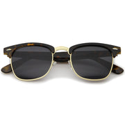 zeroUV Indie Half Frame Horned Rim Vintage Inspired Sunglasses 2934 Sunglasses White Smoke Tortoise Gold Smoke