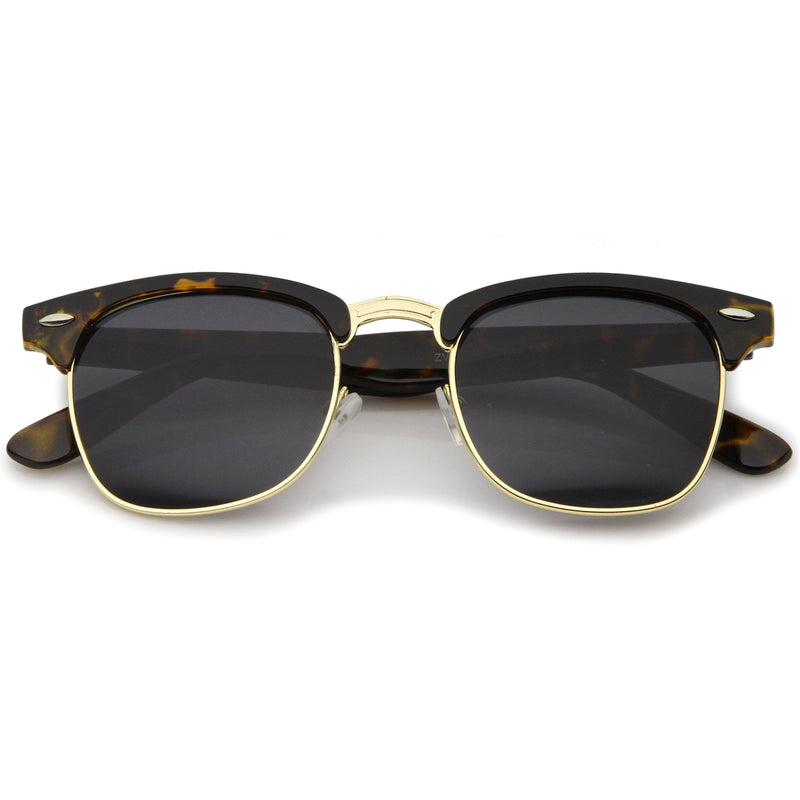 zeroUV Indie Half Frame Horned Rim Vintage Inspired Sunglasses 2934 Sunglasses White Smoke Tortoise Gold Smoke
