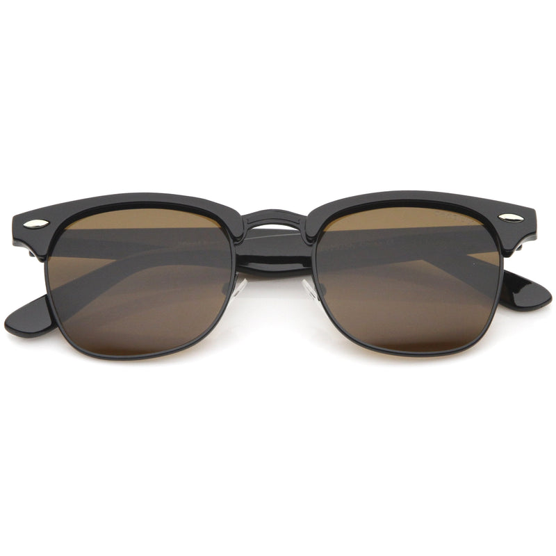 zeroUV Indie Half Frame Horned Rim Vintage Inspired Sunglasses 2934 Sunglasses White Smoke Black Brown