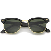 zeroUV Indie Half Frame Horned Rim Vintage Inspired Sunglasses 2934 Sunglasses White Smoke Black Gold G15