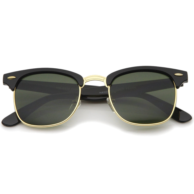 zeroUV Indie Half Frame Horned Rim Vintage Inspired Sunglasses 2934 Sunglasses White Smoke Black Gold G15