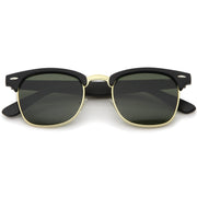 zeroUV Indie Half Frame Horned Rim Vintage Inspired Sunglasses 2934 Sunglasses White Smoke Matte Black G15