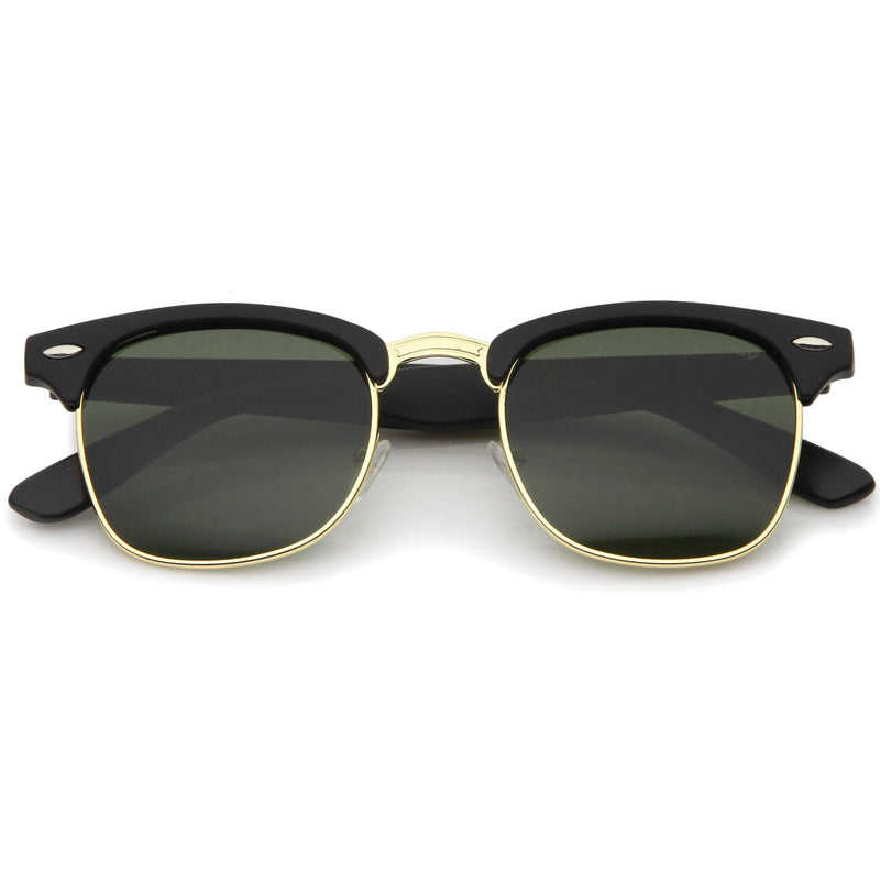 zeroUV Indie Half Frame Horned Rim Vintage Inspired Sunglasses 2934 Sunglasses White Smoke Matte Black G15