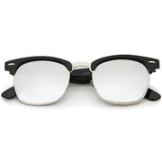 zeroUV Retro Horned Rim Half Frame Flash Mirror Lens Sunglasses 9309 Sunglasses Lavender Shiny Black Mirror