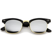 zeroUV Retro Horned Rim Half Frame Flash Mirror Lens Sunglasses 9309 Sunglasses Light Gray Matte Black Mirror