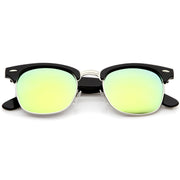 zeroUV Retro Horned Rim Half Frame Flash Mirror Lens Sunglasses 9309 Sunglasses White Smoke Black Sun