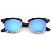zeroUV Retro Horned Rim Half Frame Flash Mirror Lens Sunglasses 9309 Sunglasses White Smoke Black Midnight