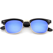 zeroUV Retro Horned Rim Half Frame Flash Mirror Lens Sunglasses 9309 Sunglasses White Smoke Black Ice