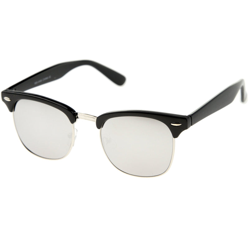 zeroUV Retro Horned Rim Half Frame Flash Mirror Lens Sunglasses 9309 Sunglasses White Smoke Black Ice,Black Fire,Black Midnight,Shiny Black Mirror,Matte Black Mirror,White Sun,White Ice,Tortoise Ice,White Rainbow,Tortoise Midnight,Black Sun,Tortoise Fire,Rose Mirror