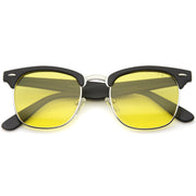 zeroUV Indie Half Frame Horned Rim Polarized Lens Sunglasses 2936 Sunglasses White Smoke Shiny Black Yellow
