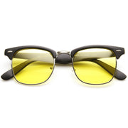 zeroUV Indie Half Frame Horned Rim Polarized Lens Sunglasses 2936 Sunglasses White Smoke Matte Black Yellow