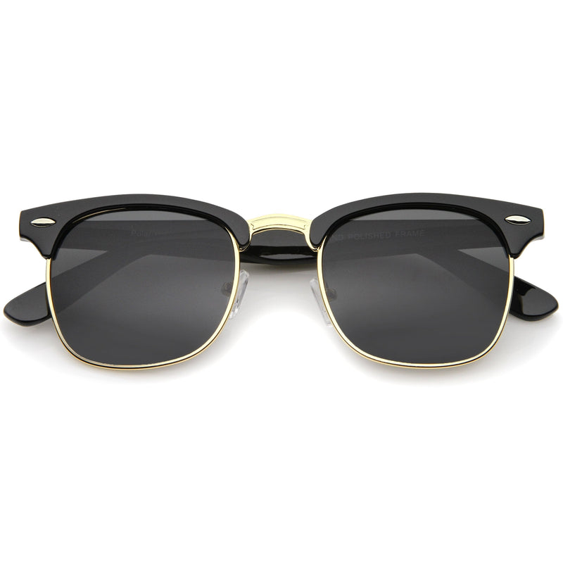 zeroUV Indie Half Frame Horned Rim Polarized Lens Sunglasses 2936 Sunglasses White Smoke Black Gold Smoke
