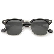 zeroUV Indie Half Frame Horned Rim Polarized Lens Sunglasses 2936 Sunglasses White Smoke Black Silver Smoke