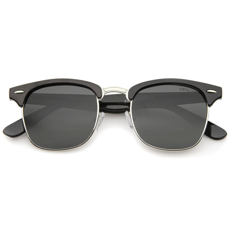 zeroUV Indie Half Frame Horned Rim Polarized Lens Sunglasses 2936 Sunglasses White Smoke Black Silver Smoke