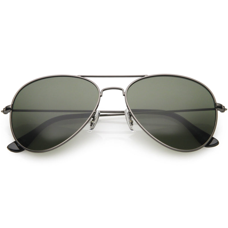 zeroUV Original Classic Metal Military Aviator Sunglasses 1041 58mm Sunglasses White Smoke Gunmetal Green