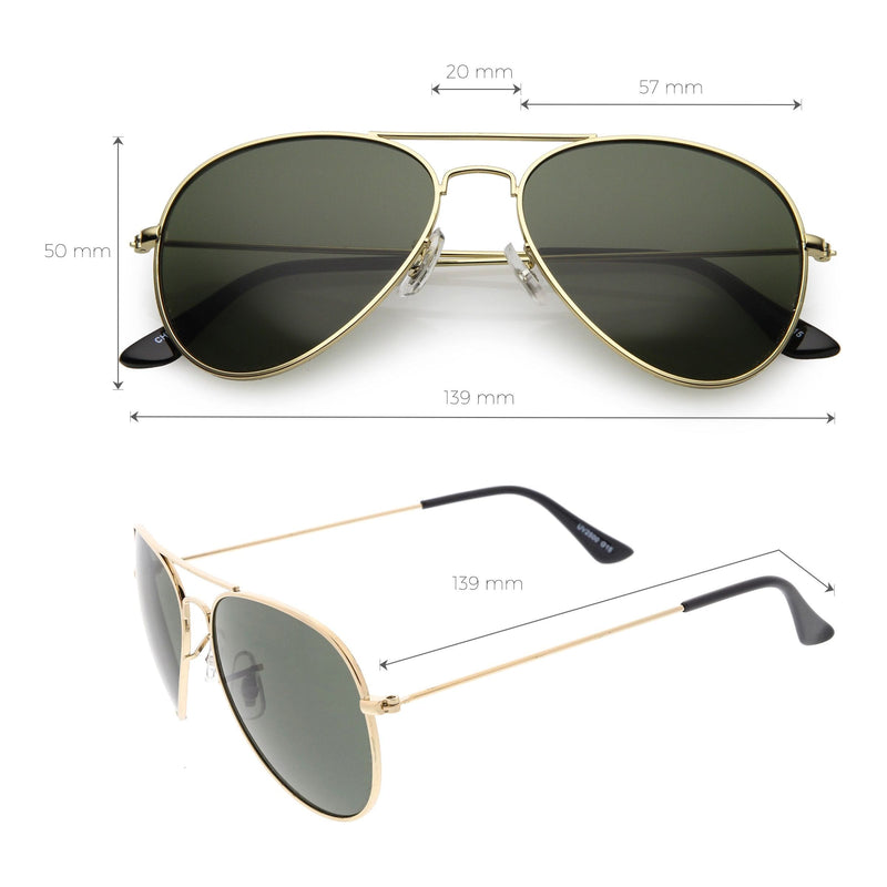 zeroUV Original Classic Metal Military Aviator Sunglasses 1041 58mm Sunglasses White Smoke Gold Green,Black Green,Silver Green,Gunmetal Green