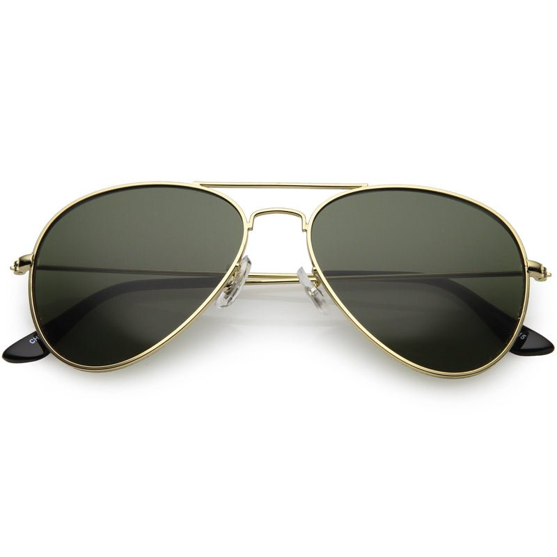 zeroUV Original Classic Metal Military Aviator Sunglasses 1041 58mm Sunglasses White Smoke Gold Green