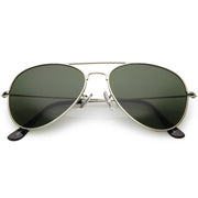 zeroUV Original Classic Metal Military Aviator Sunglasses 1041 58mm Sunglasses White Smoke Silver Green