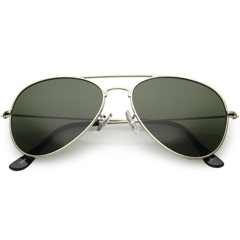 zeroUV Original Classic Metal Military Aviator Sunglasses 1041 58mm Sunglasses White Smoke Silver Green