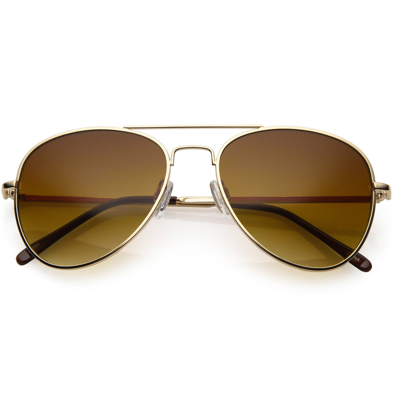 zeroUV Medium Classic Retro Metal Frame Aviator Sunglasses 53mm 1372 Sunglasses White Smoke Gold