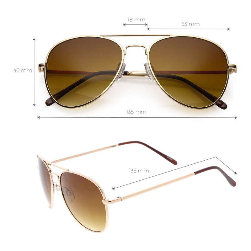 zeroUV Medium Classic Retro Metal Frame Aviator Sunglasses 53mm 1372 Sunglasses White Smoke Gold,Black Smoke,Bronze,Silver,Gunmetal,Black Green,Black / Lavender