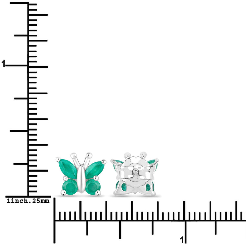 Bids.com 0.88 Carat Genuine Emerald .925 Sterling Silver Earrings Earrings White Smoke
