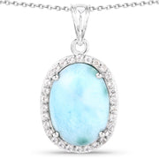 Bids.com 13.55 Carat Genuine Larimar and White Topaz .925 Sterling Silver Pendant Pendants White Smoke