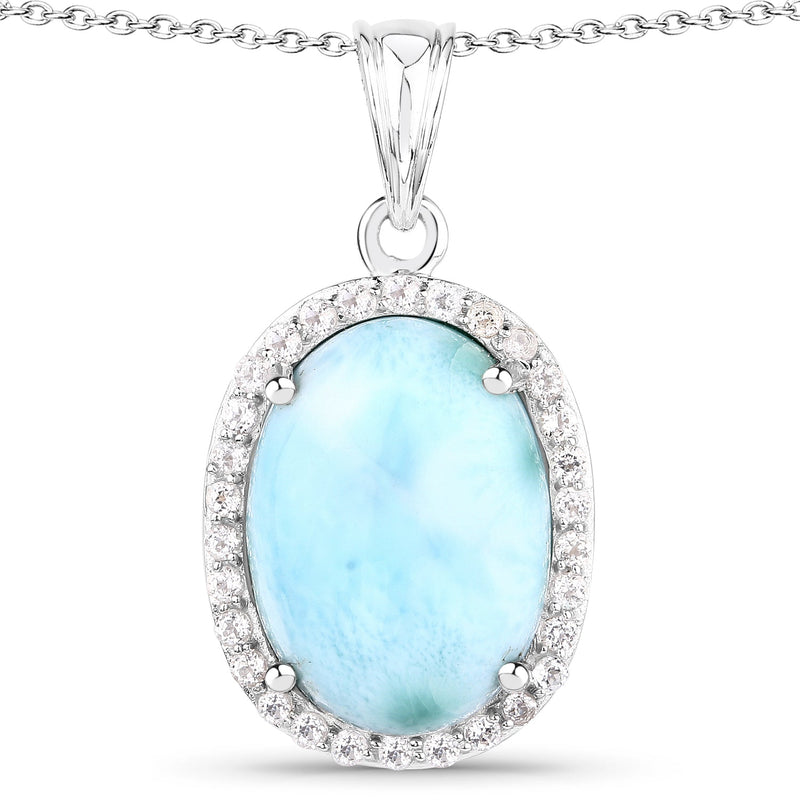 Bids.com 13.55 Carat Genuine Larimar and White Topaz .925 Sterling Silver Pendant Pendants White Smoke