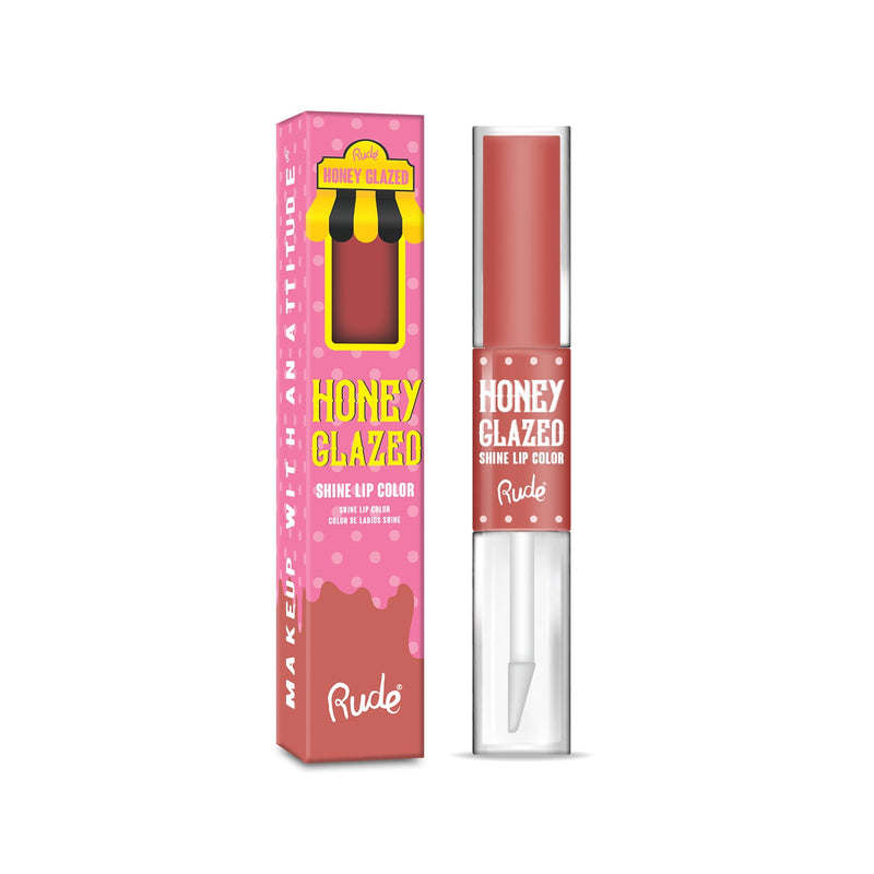Rude Cosmetics Honey Glazed Shine Lip Color Lip Gloss Pale Violet Red Crullers