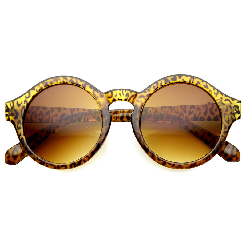 zeroUV Classic Retro Keyhole Round P3 Frame Sunglasses 9196 Sunglasses White Smoke Cheetah Amber