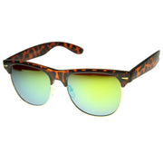 zeroUV New Flash Mirrored Lens Horned Rim Half Frame Sunglasses 8927 Sunglasses White Smoke Tortoise Sun