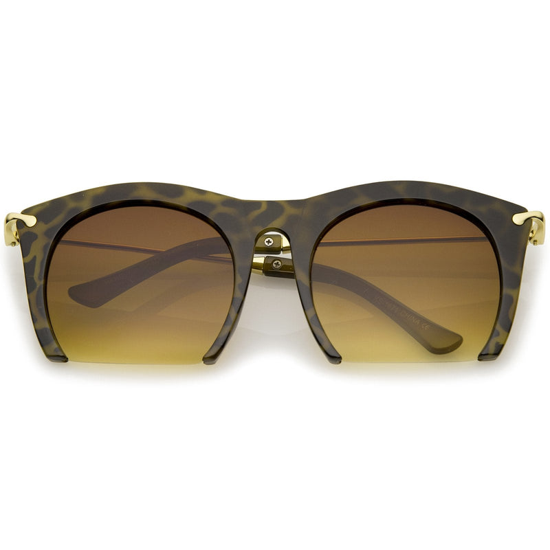 zeroUV Trendy Women's Fashion Half Frame Cat Eye Sunglasses 9651 Sunglasses White Smoke Brown Tortoise Amber