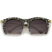 zeroUV Trendy Women's Fashion Half Frame Cat Eye Sunglasses 9651 Sunglasses Dark Slate Gray White Tortoise Lavender