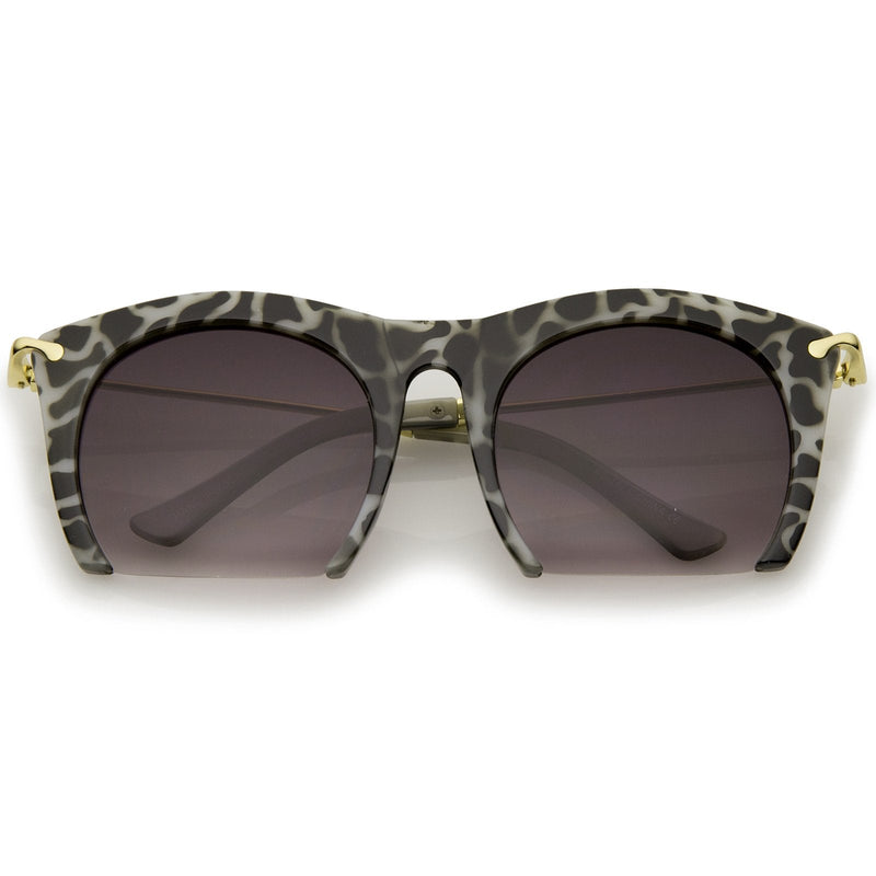 zeroUV Trendy Women's Fashion Half Frame Cat Eye Sunglasses 9651 Sunglasses Dark Slate Gray White Tortoise Lavender