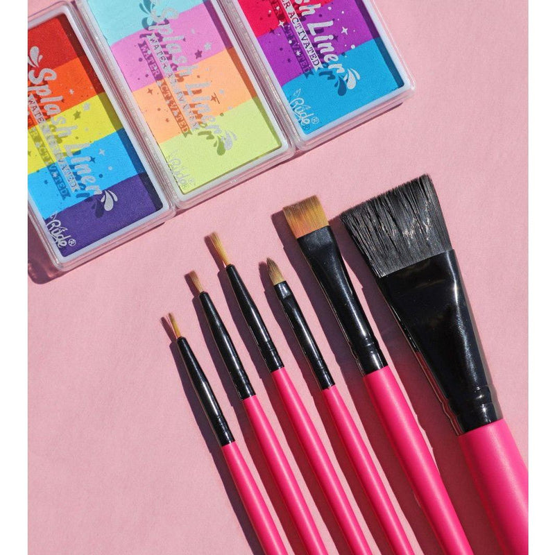 Rude Cosmetics Splash Liner Brush Makeup Brushes & Applicators Gray Flat Brush,Mini Flat Brush,Precision Brush,15 mm Liner Brush,11 mm Liner Brush,8 mm Liner Brush,6 mm Liner Brush