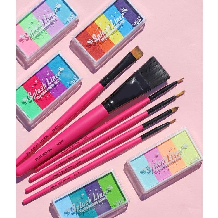 Rude Cosmetics Splash Liner Brush Makeup Brushes & Applicators Thistle Flat Brush,Mini Flat Brush,Precision Brush,15 mm Liner Brush,11 mm Liner Brush,8 mm Liner Brush,6 mm Liner Brush