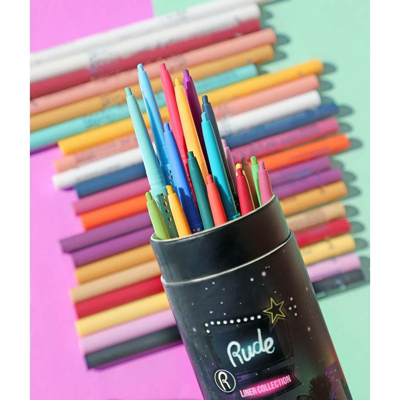 Rude Cosmetics City of Flashing Lights Micro Retractable Liner Collection Eyeliner & Lipliner Rosy Brown City of Flashing Lights Micro Retractable Liner - Set