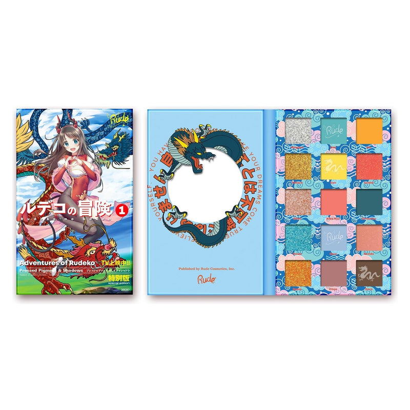 Rude Cosmetics Manga Collection Pressed Pigments & Shadows Palette - Adventures of Rudeko Eye Shadow Light Gray Adventures of Rudeko